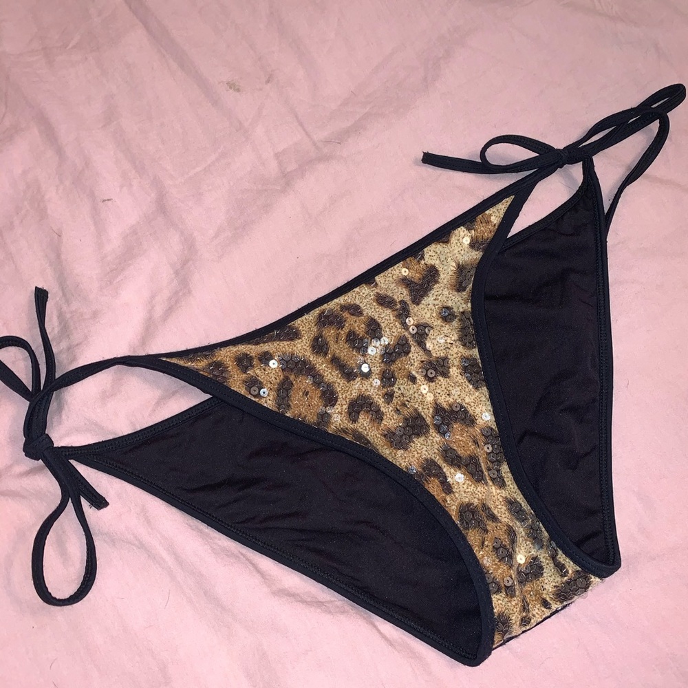 Sequin leopard bikini bottom